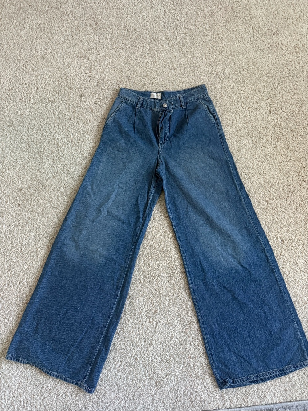 Pilcro - Wide-Leg Dark Blue Denim Jeans